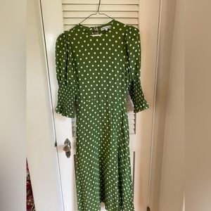 Reformation Carolina Green Polka Dot dress size 4